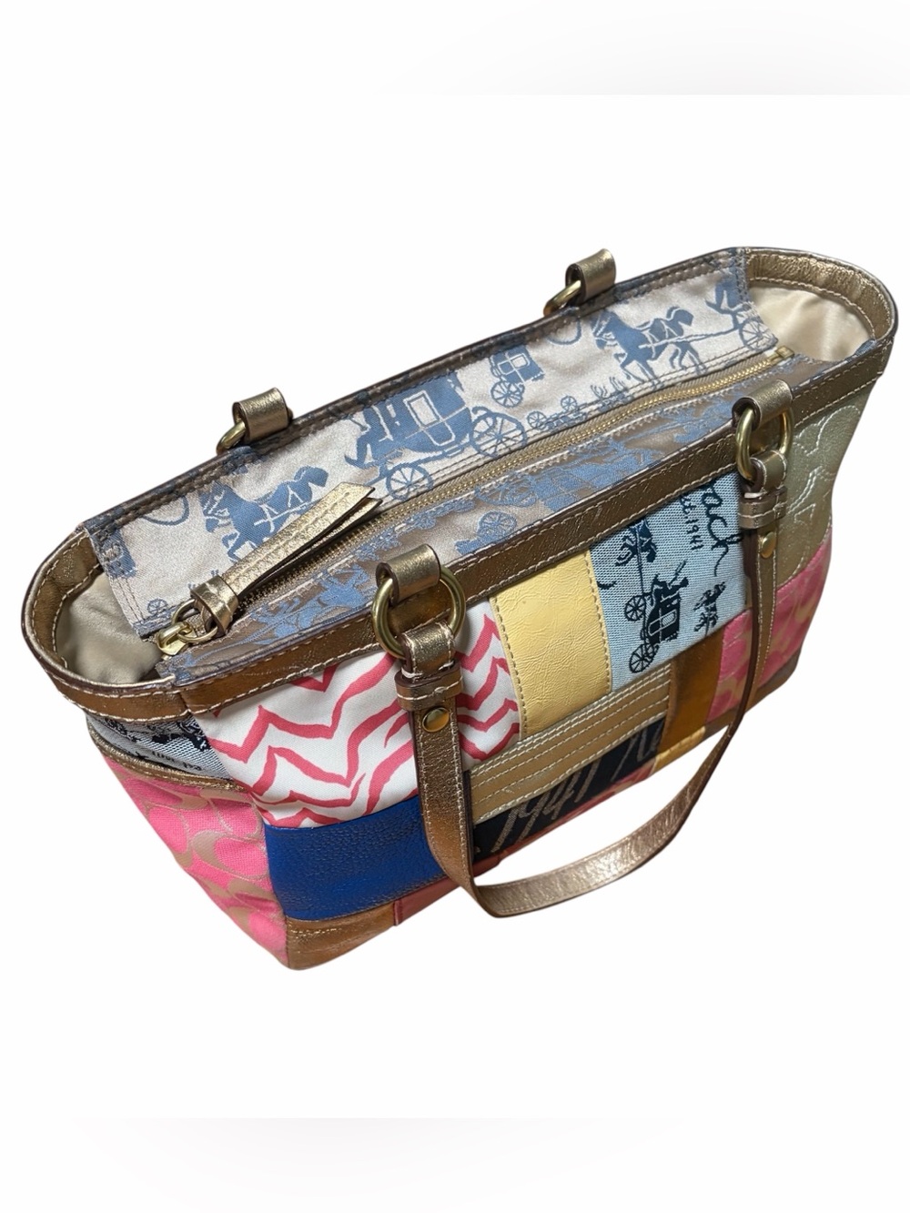 Coach Y2K Patchwork Signature Shoulder Bag Multicolor - Picture 4 of 12